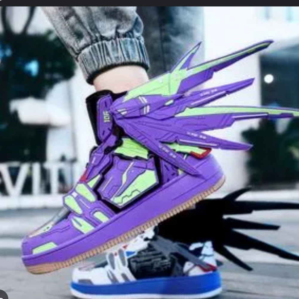 Men's Purple‎ and Green Futuristic JP Anime Shogoki Sneakers
